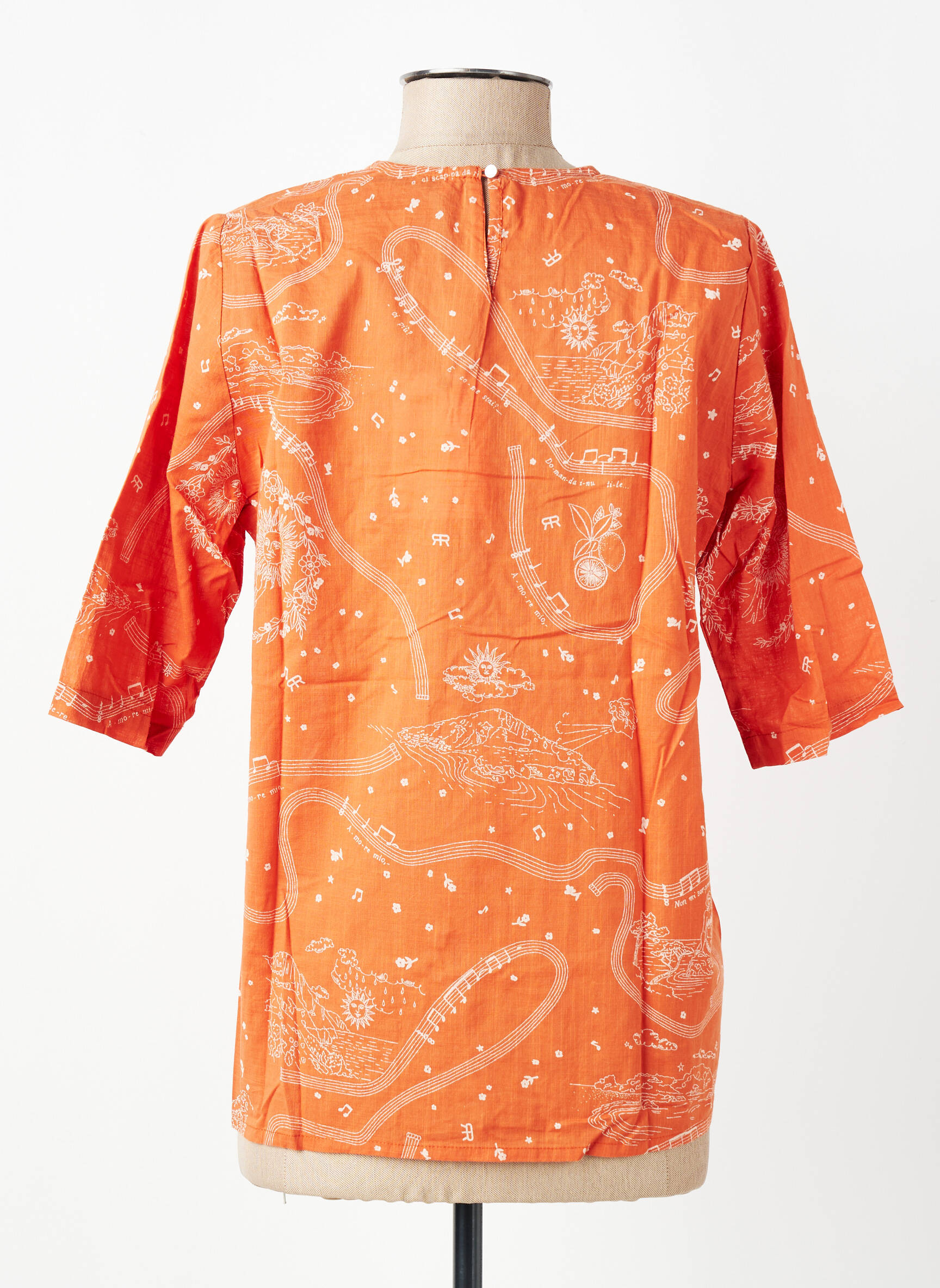Top imprimé fantaisie manches courtes orange ROSEANNA femme