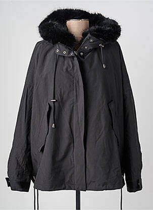 Parka finition intérieure fourrure synthétique a capuche noir FIVE femme
