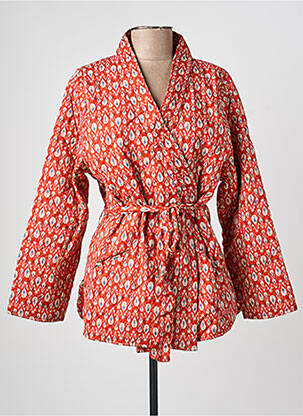 Veste kimono col cache-coeur rouge HOD femme