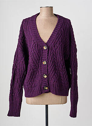 Gilet manches longues fermeture boutonnée sur le devant violet HOD femme