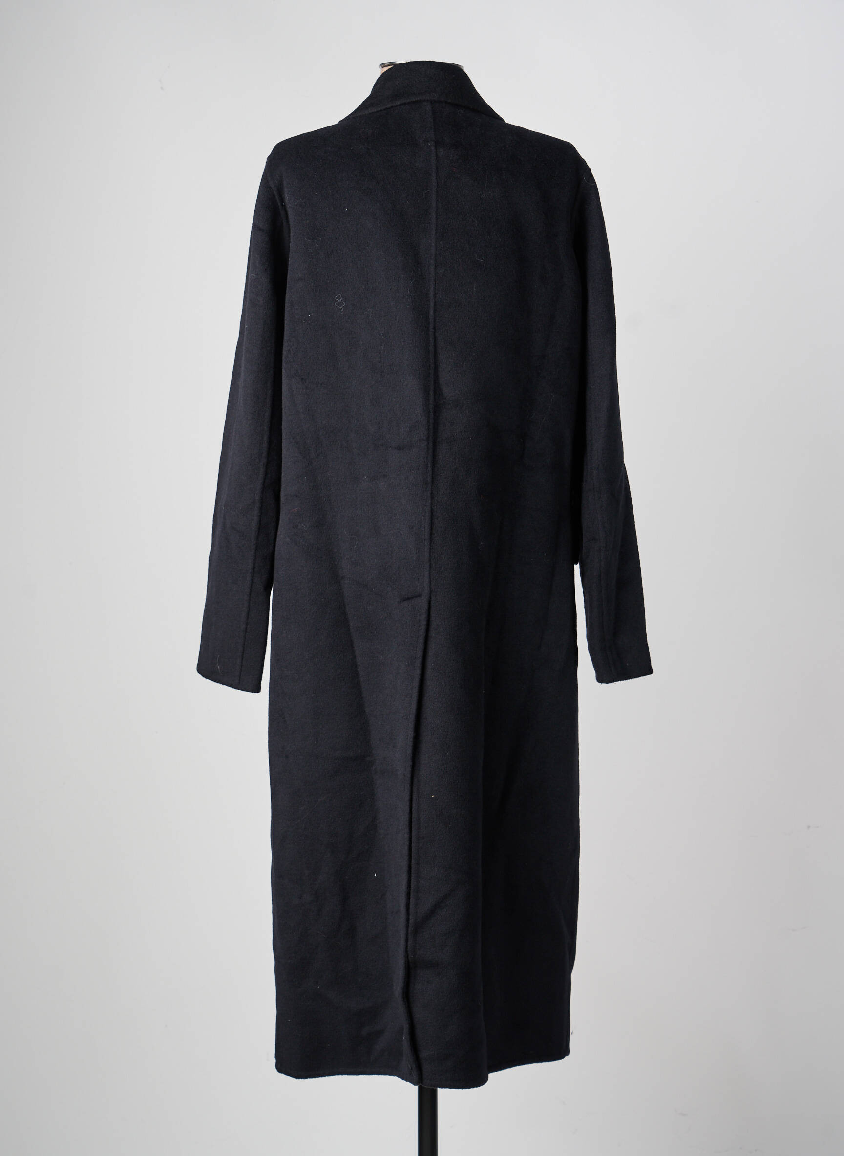 Manteau long coupe droite sans capuche noir FIVE femme