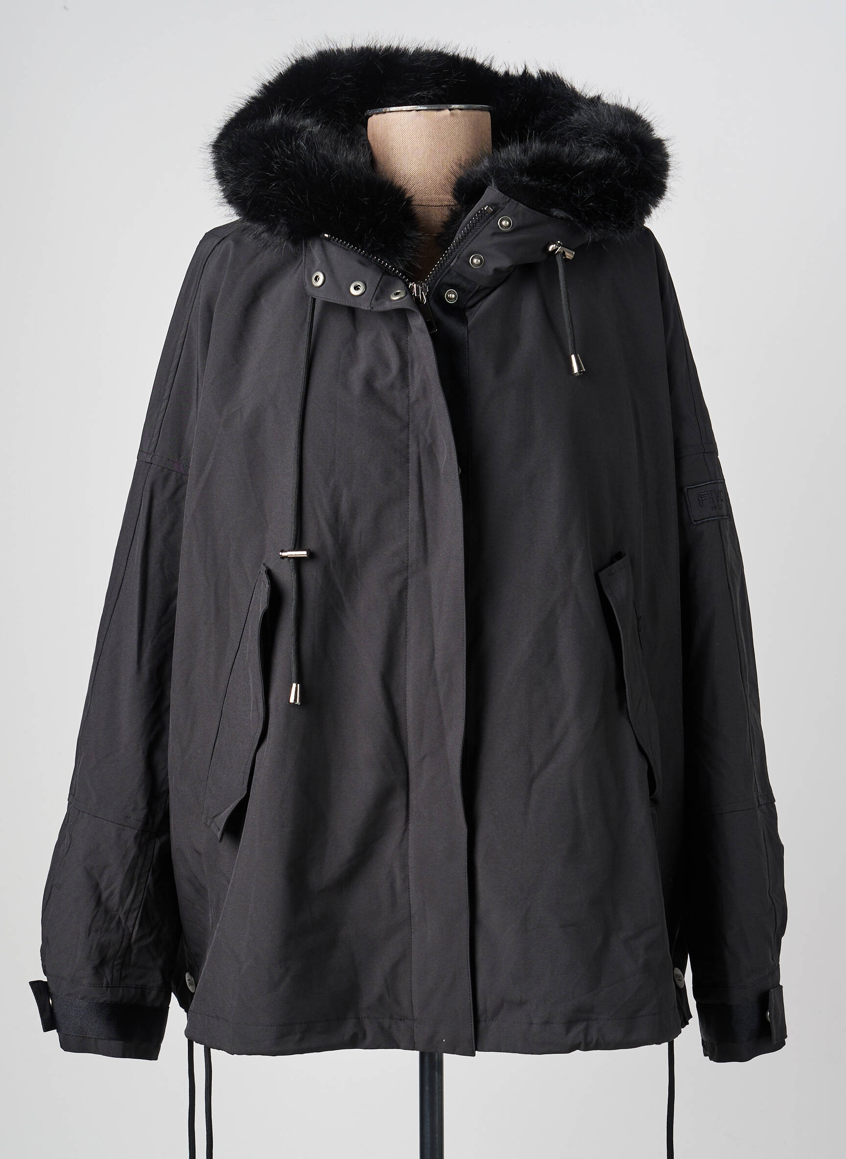 Parka finition intérieure fourrure synthétique a capuche noir FIVE femme