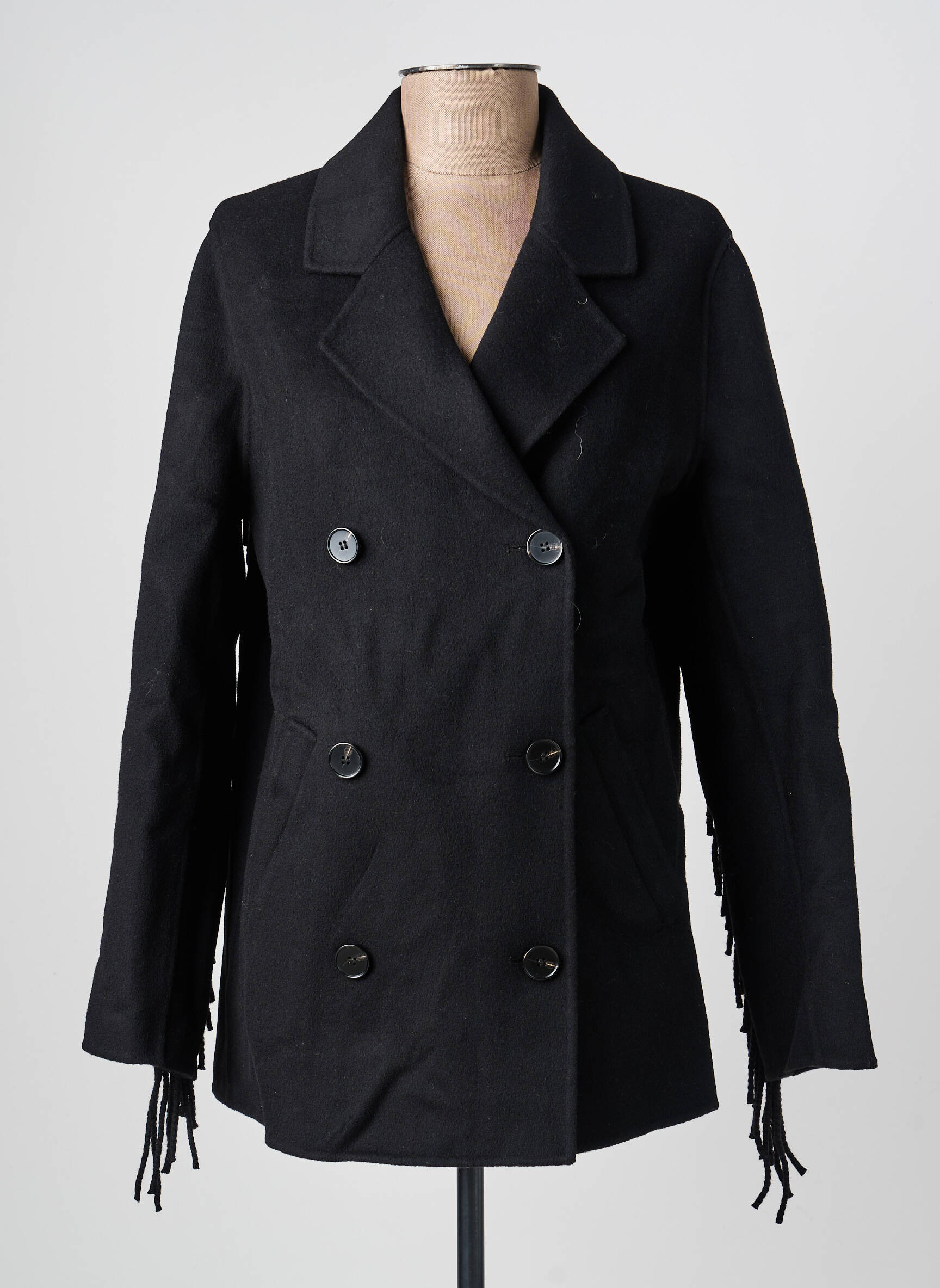 Manteau court fermeture boutonnée sur le devant sans capuche noir BERENICE femme