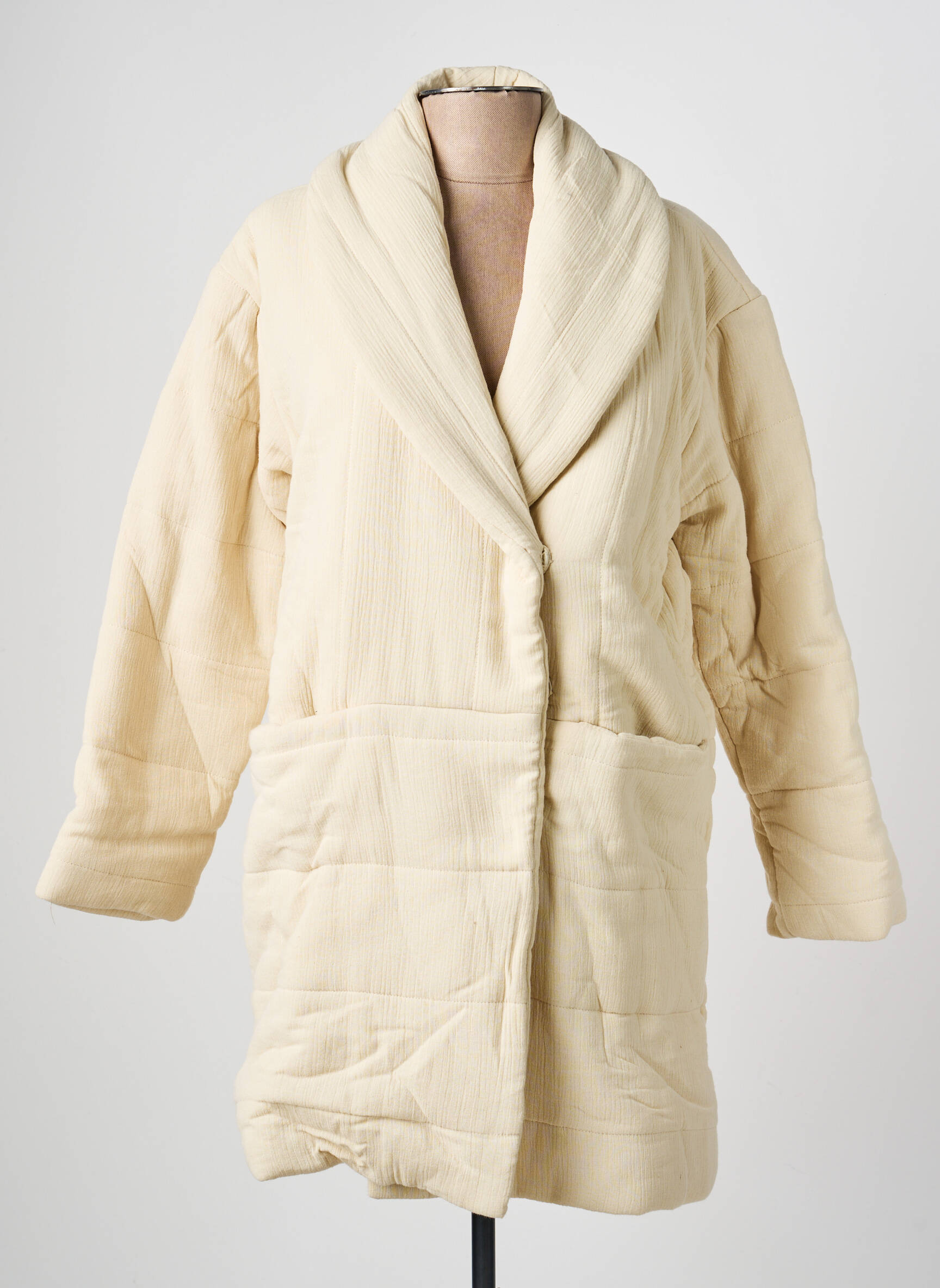 Manteau long coupe droite sans capuche beige HOD femme