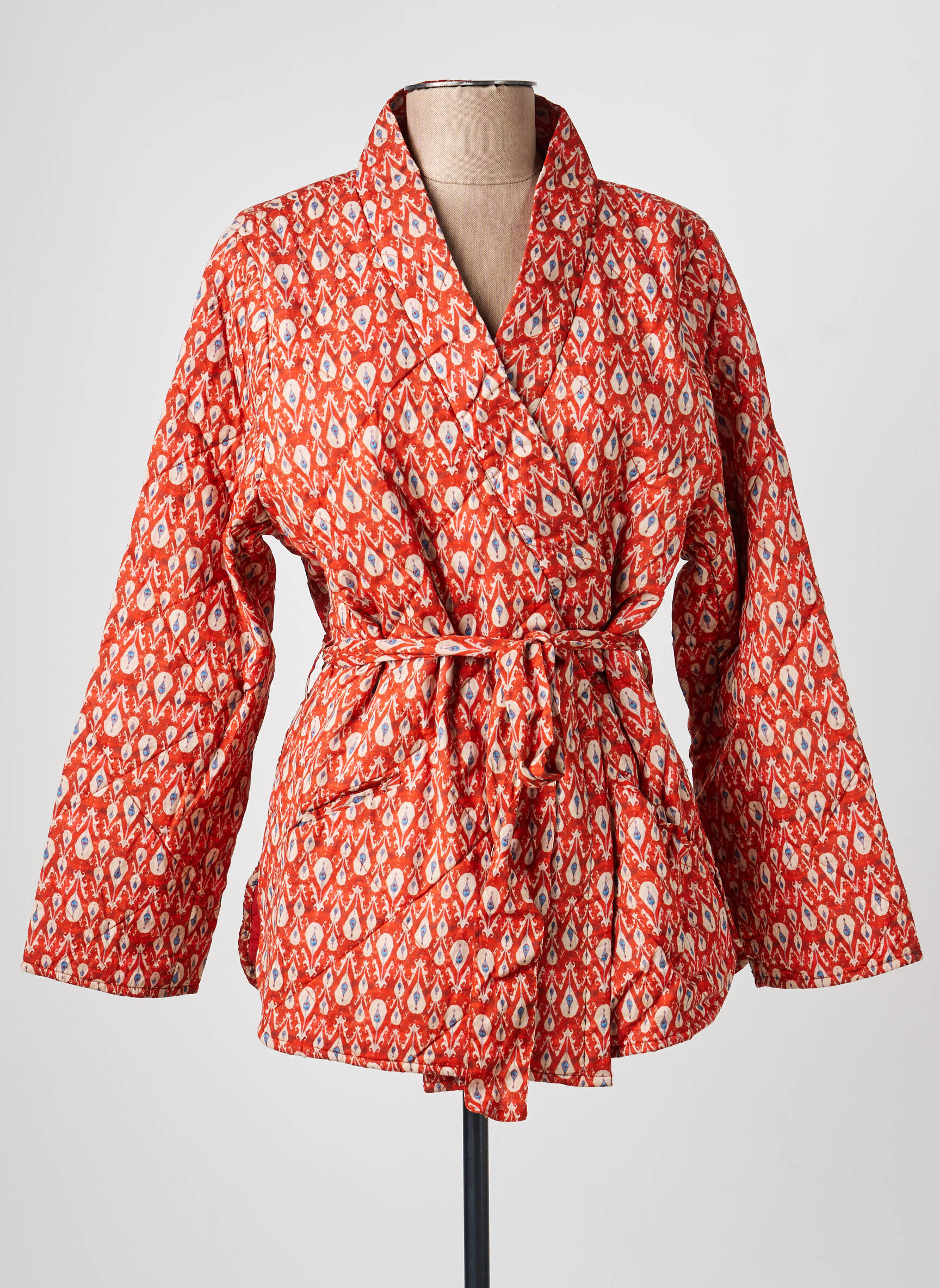 Veste kimono col cache-coeur rouge HOD femme