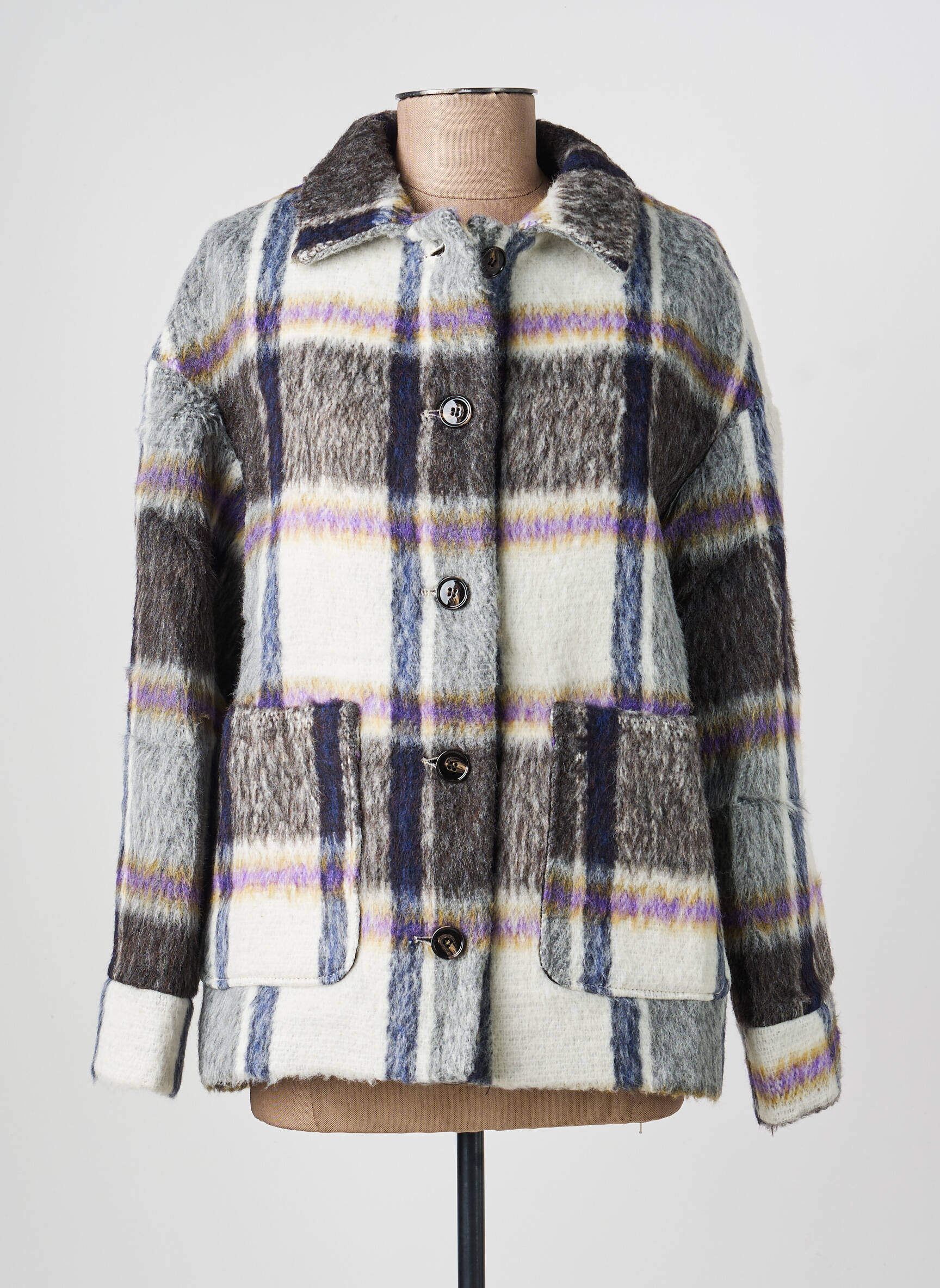Veste casual poignets boutonnés avec fente gris HOD femme
