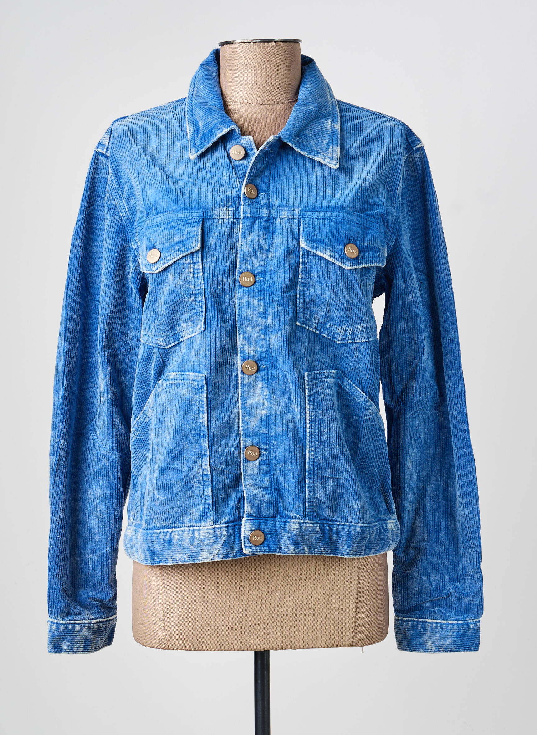 Veste casual poignets boutonnés avec fente bleu HOD femme
