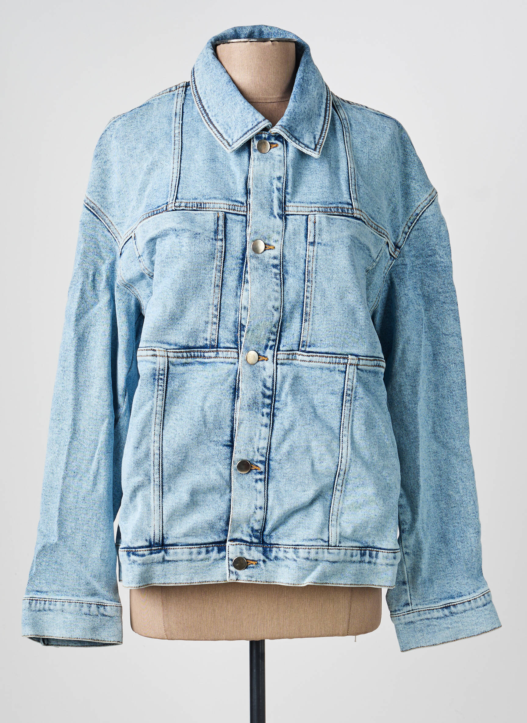 Veste casual poignets boutonnés avec fente bleu ROSEANNA femme