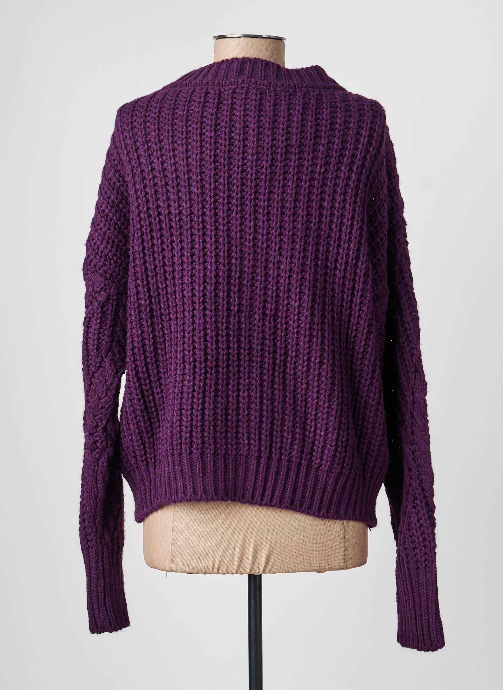 Gilet manches longues fermeture boutonnée sur le devant violet HOD femme