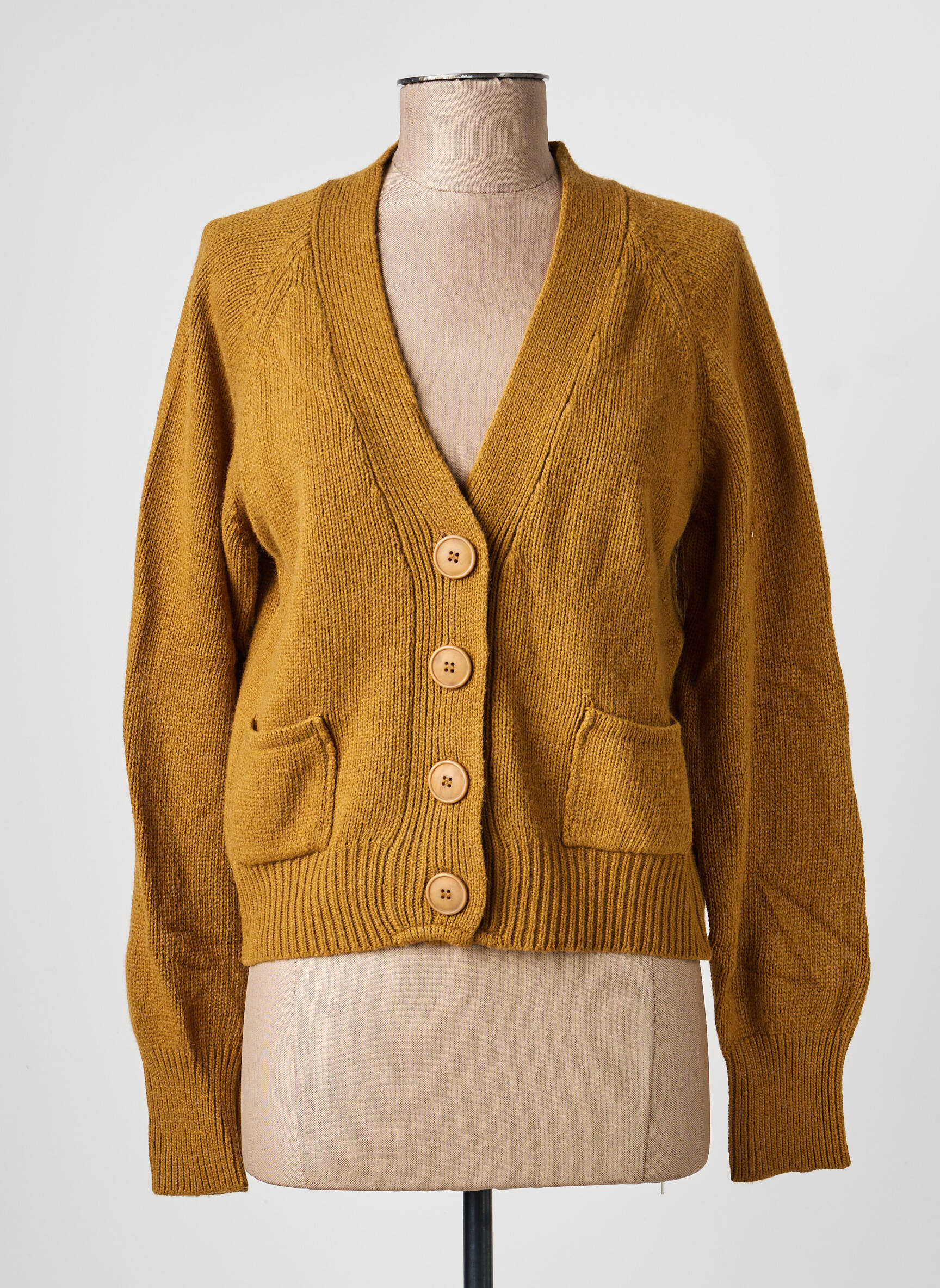Gilet manches longues coupe cintrée jaune HOD femme