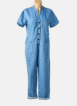 Combi-pantalon fermeture boutonnée sur le devant manches courtes bleu FIVE femme