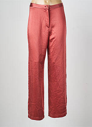 Pantalon large fermeture zippée sous rabat boutonné taille basse rose JANE WOOD femme