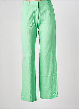Pantalon droit tissage popeline taille haute vert MODETROTTER femme