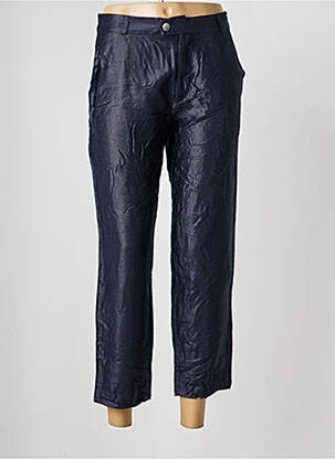Pantalon 7/8 fermeture zippée sous rabat boutonné taille normale bleu ROSEANNA femme