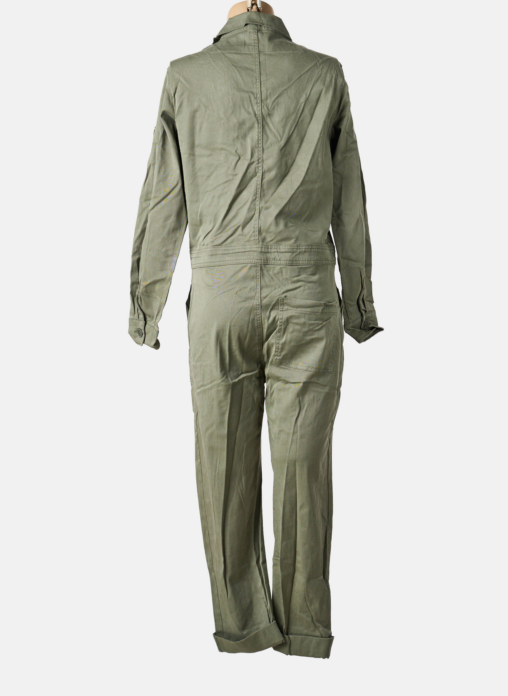 Combi-pantalon fermeture boutonnée sur le devant manches longues vert FIVE femme