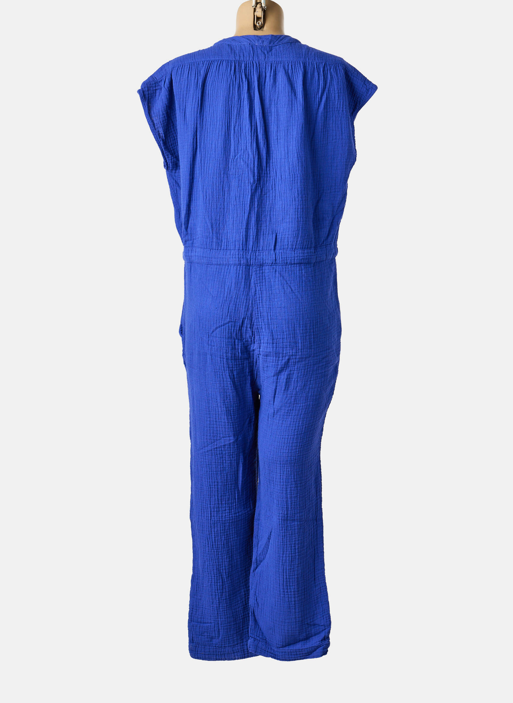 Combi-pantalon tissage crêpe manches courtes bleu HOD femme