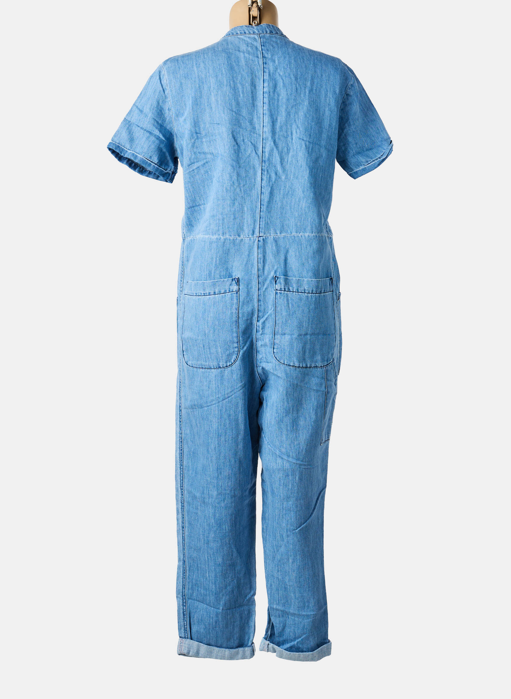 Combi-pantalon fermeture boutonnée sur le devant manches courtes bleu FIVE femme