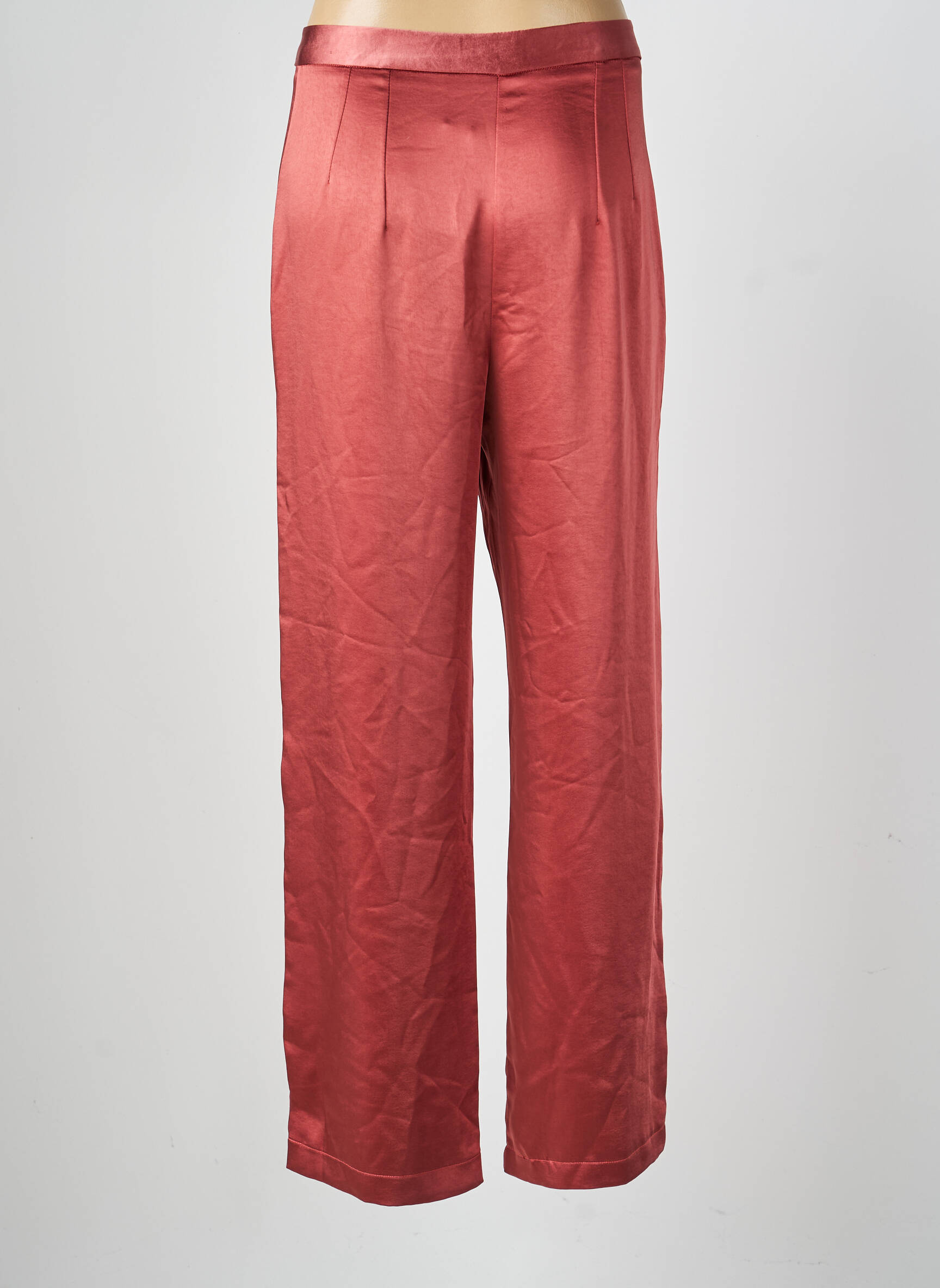 Pantalon large fermeture zippée sous rabat boutonné taille basse rose JANE WOOD femme