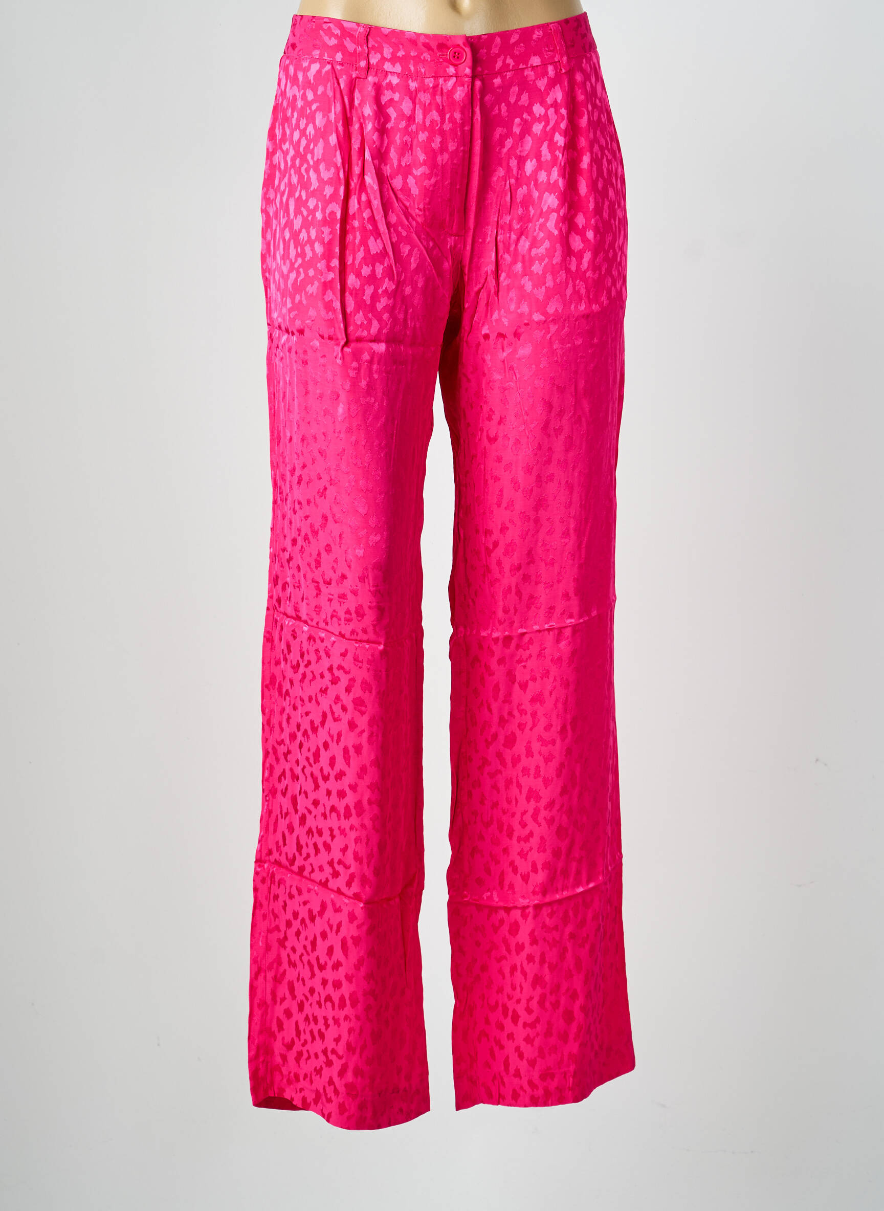 Pantalon large fermeture zippée sous rabat boutonné taille normale rose MODETROTTER femme