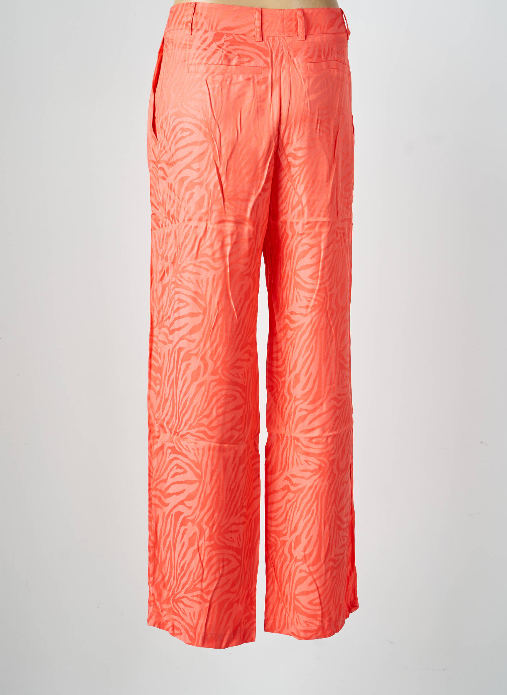 Pantalon large fermeture zippée sous rabat boutonné taille normale orange MODETROTTER femme