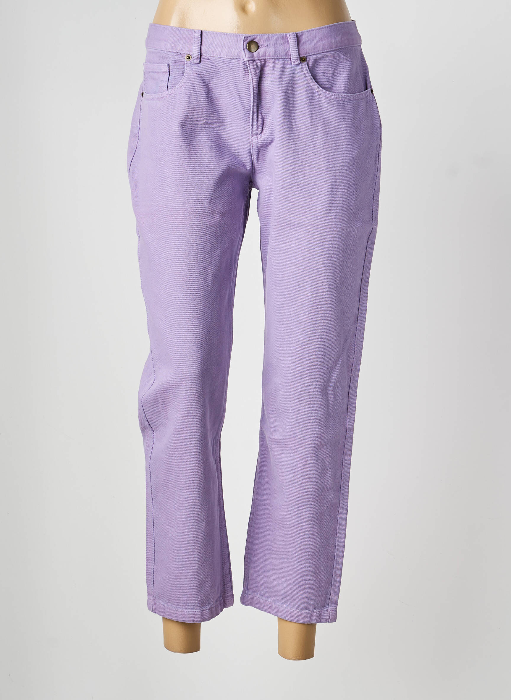 Jeans coupe droite taille basse taille basse violet MODETROTTER femme