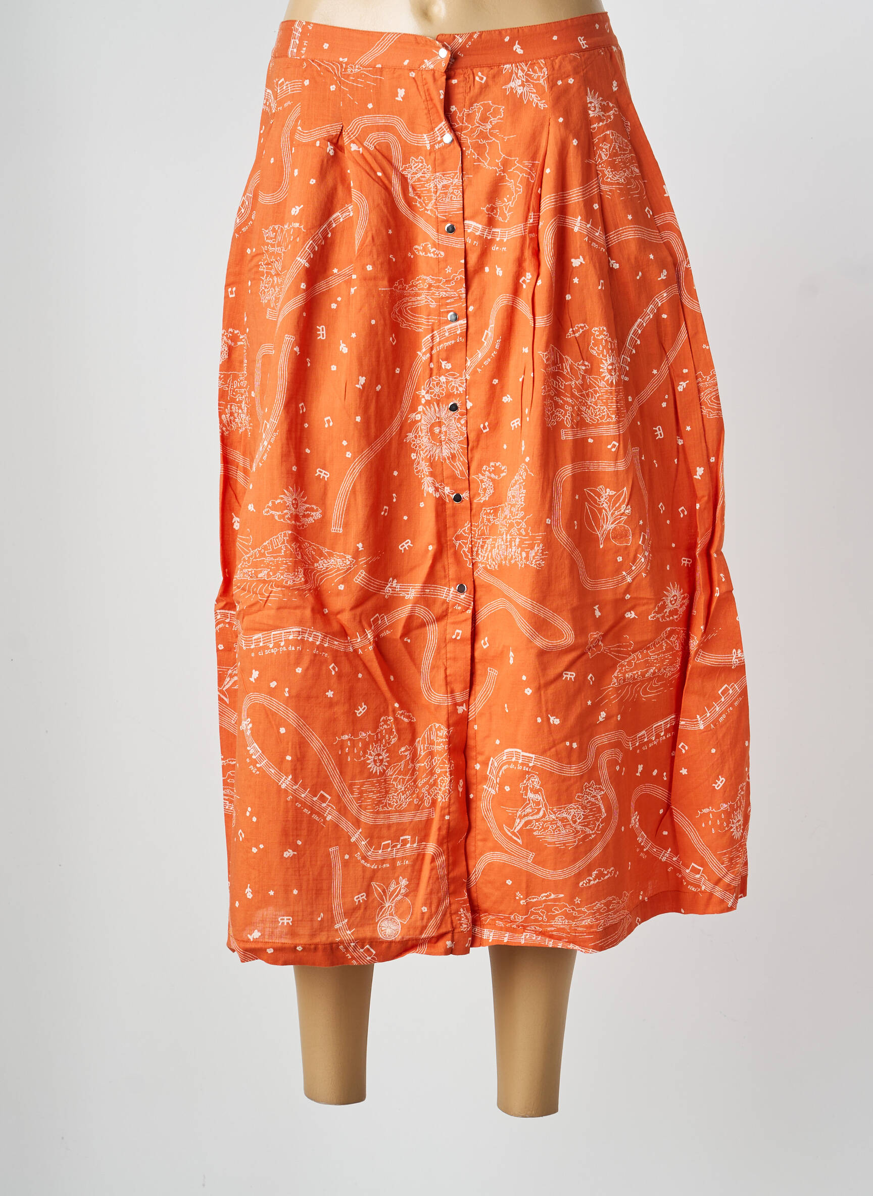 Jupe longue taille haute orange ROSEANNA femme