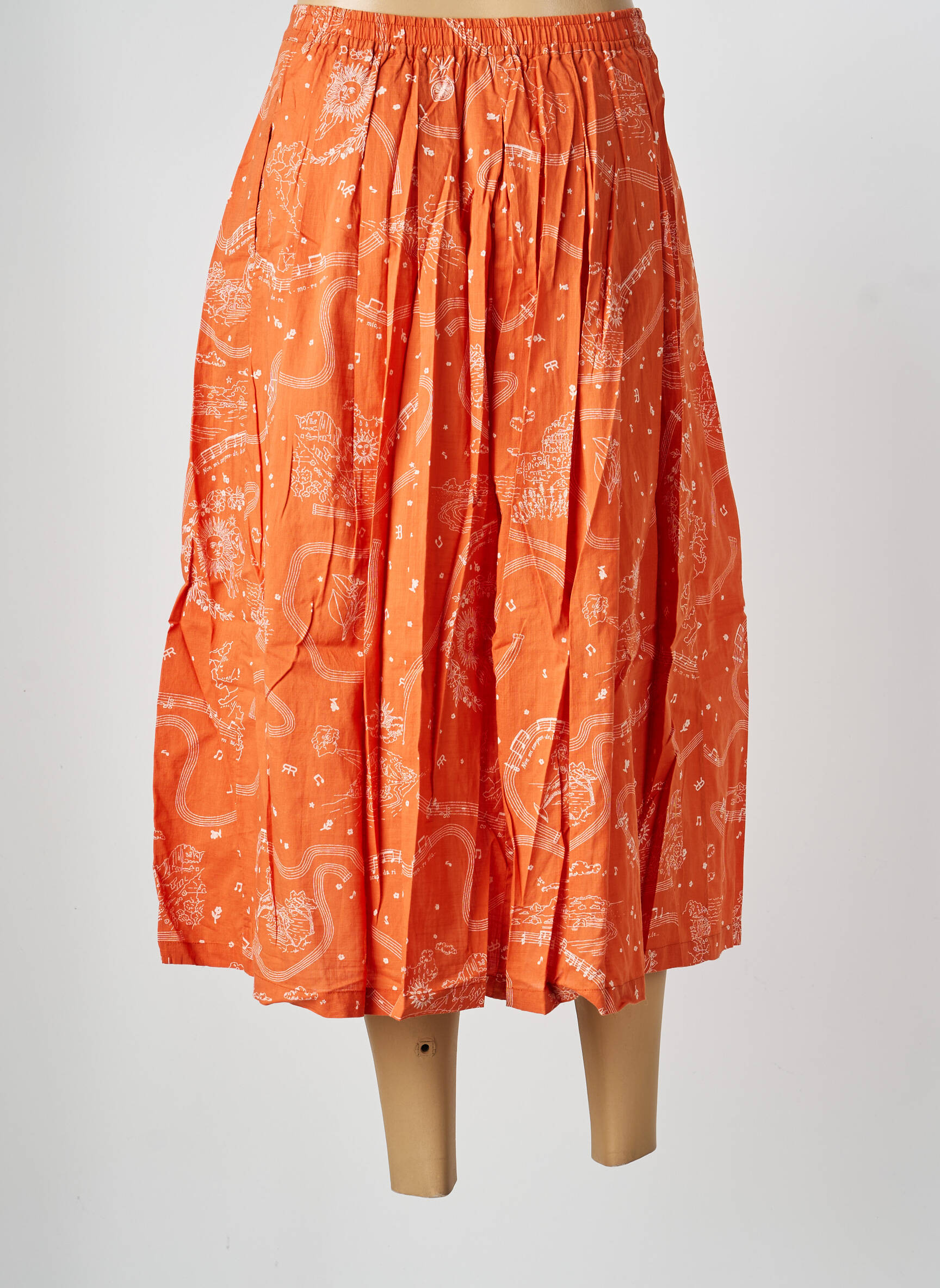 Jupe longue taille haute orange ROSEANNA femme