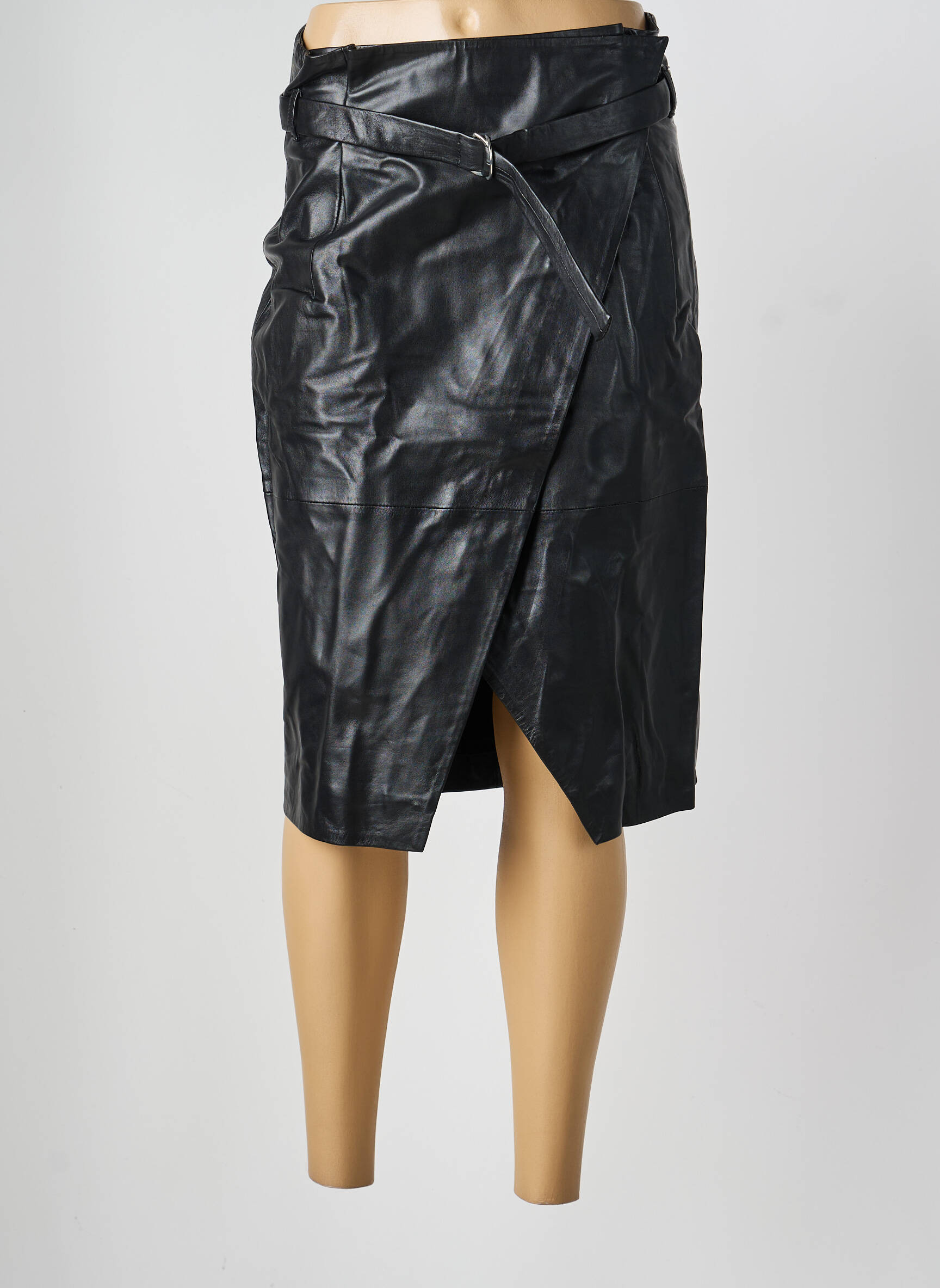 Jupe mi-longue taille normale noir BERENICE femme