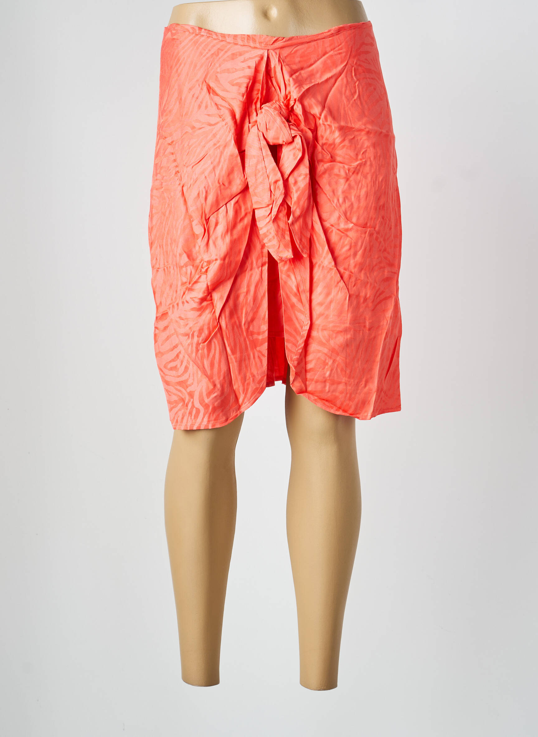 Jupe mi-longue stretch orange MODETROTTER femme