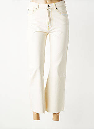 Pantalon droit fermeture zippée sous rabat boutonné taille normale beige BERENICE femme