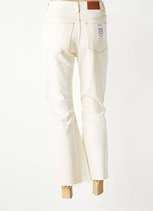 Pantalon droit fermeture zippée sous rabat boutonné taille normale beige BERENICE femme