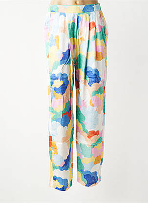 Pantalon droit tissage popeline taille normale bleu HOD femme