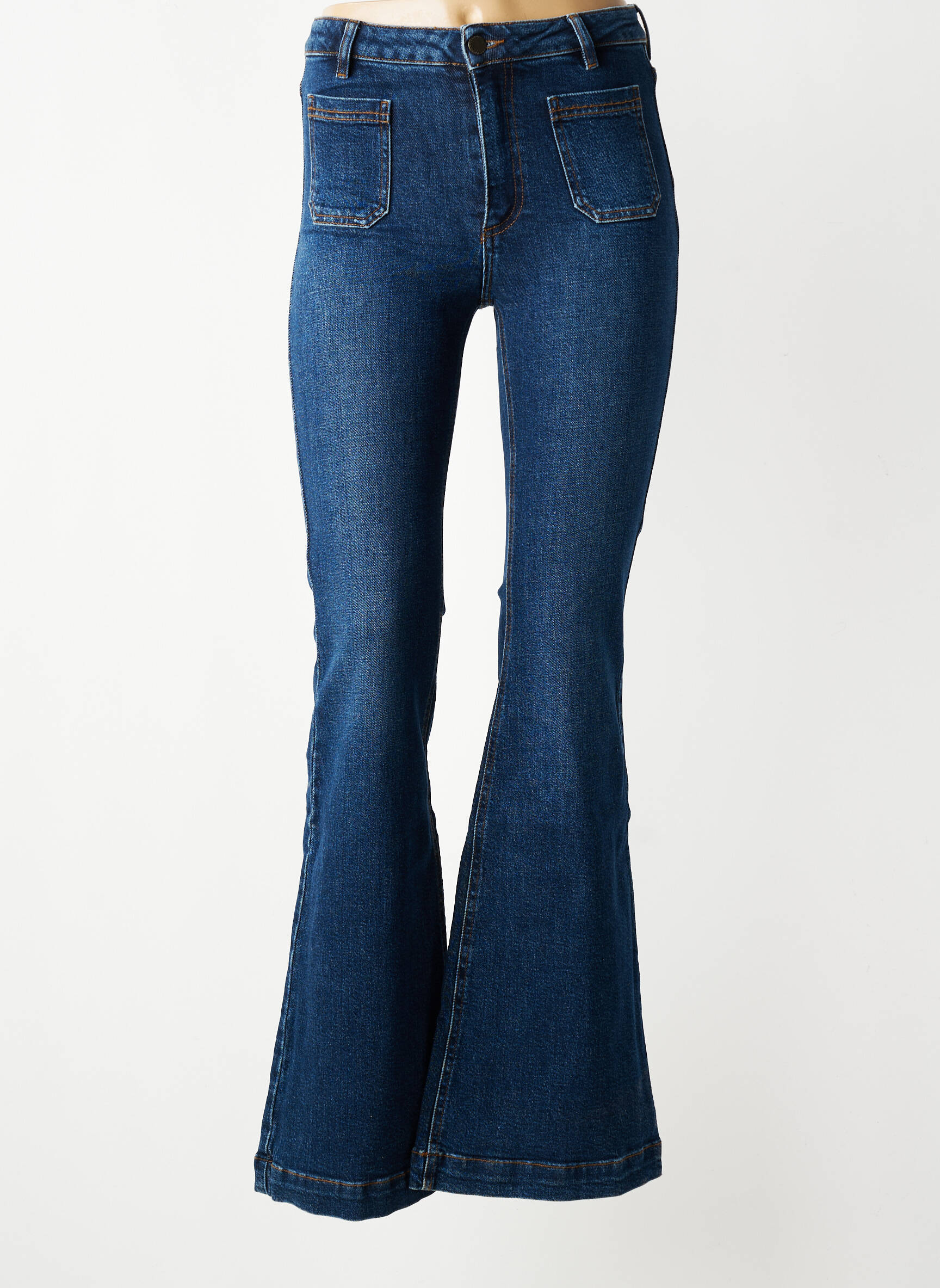 Jean coupe flare stretch taille normale bleu BERENICE femme