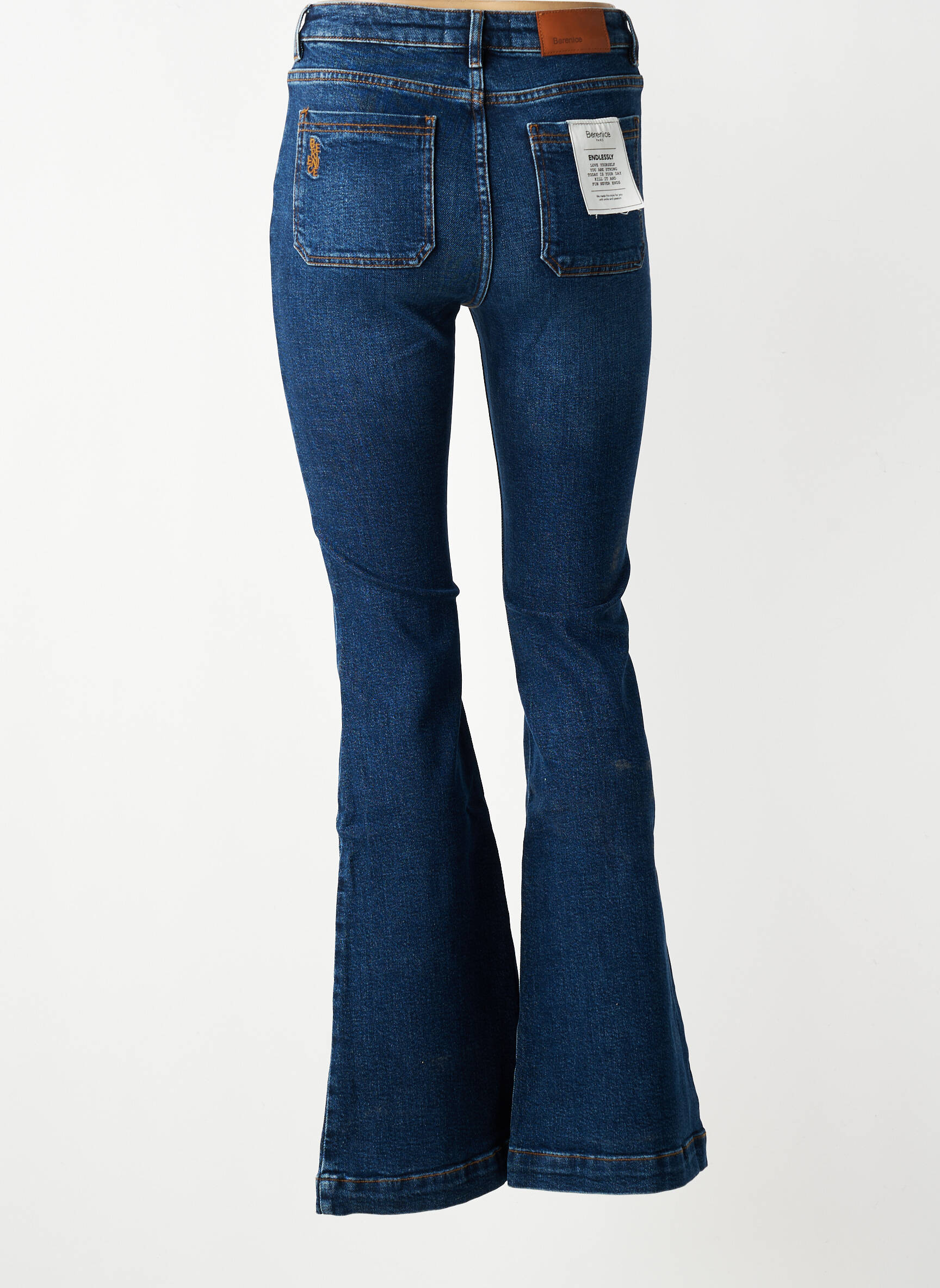 Jean coupe flare stretch taille normale bleu BERENICE femme
