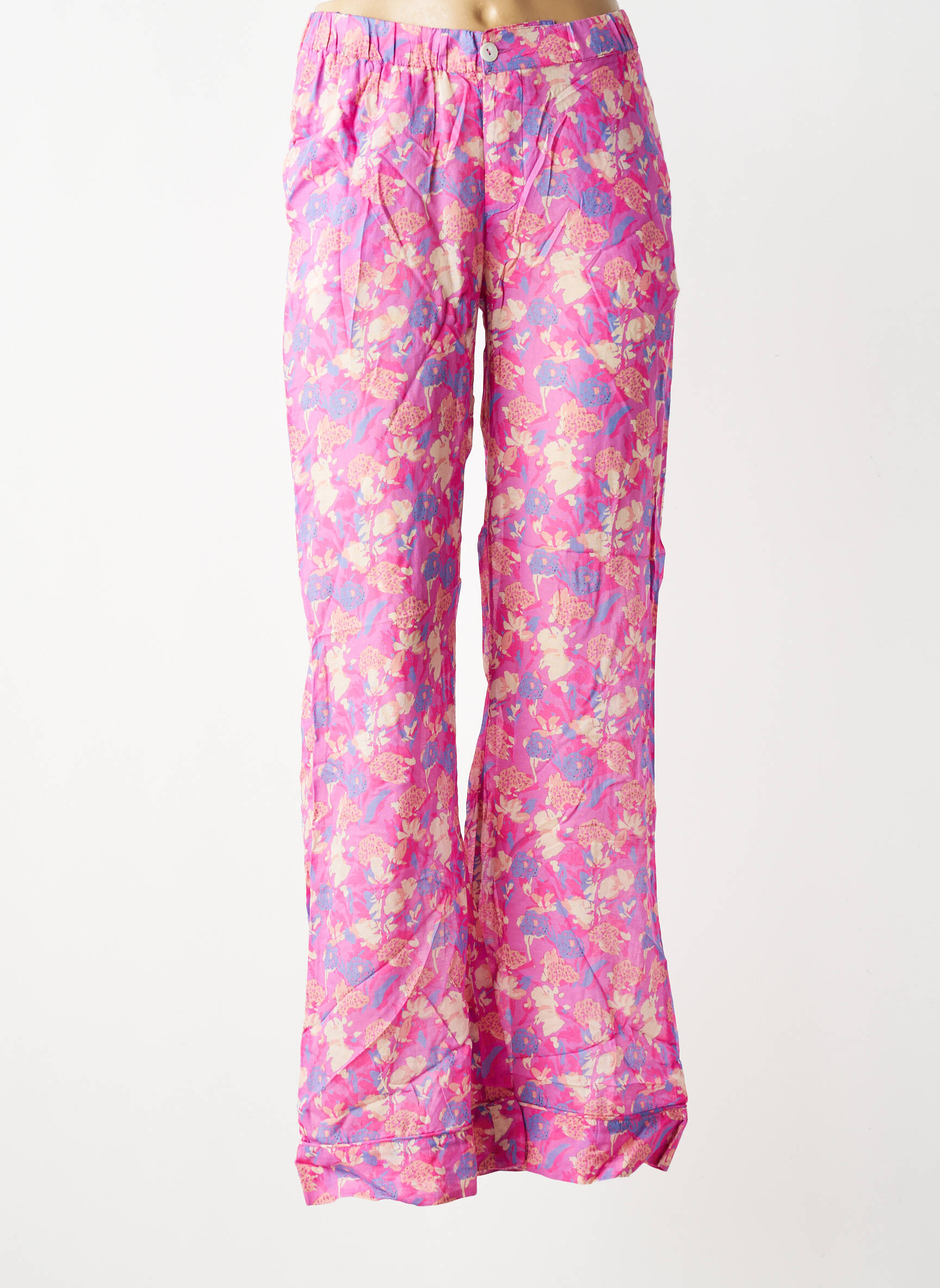 Pantalon droit taille élastique taille normale rose BERENICE femme