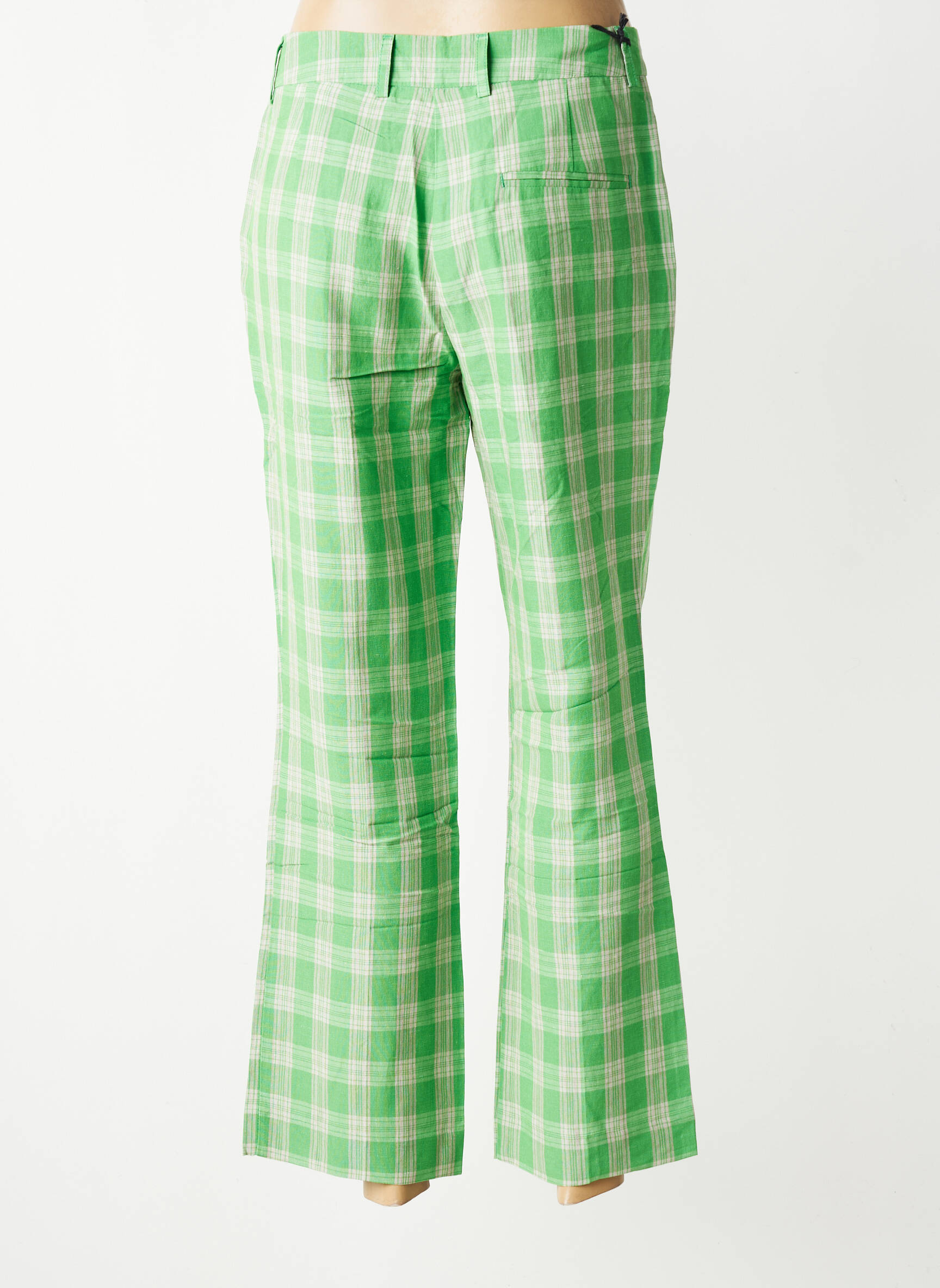 Pantalon droit tissage popeline taille normale vert HOD femme