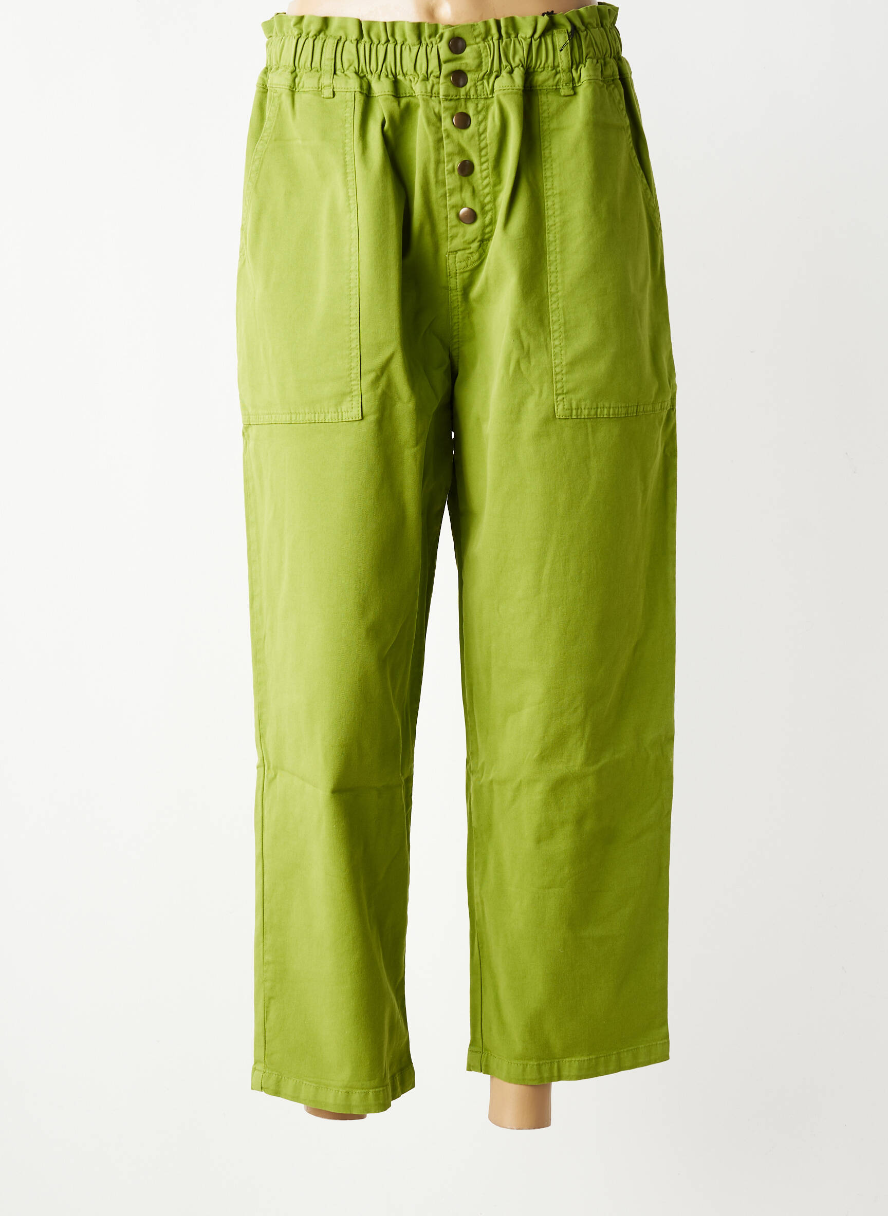 Pantalon 7/8 stretch taille normale vert HOD femme