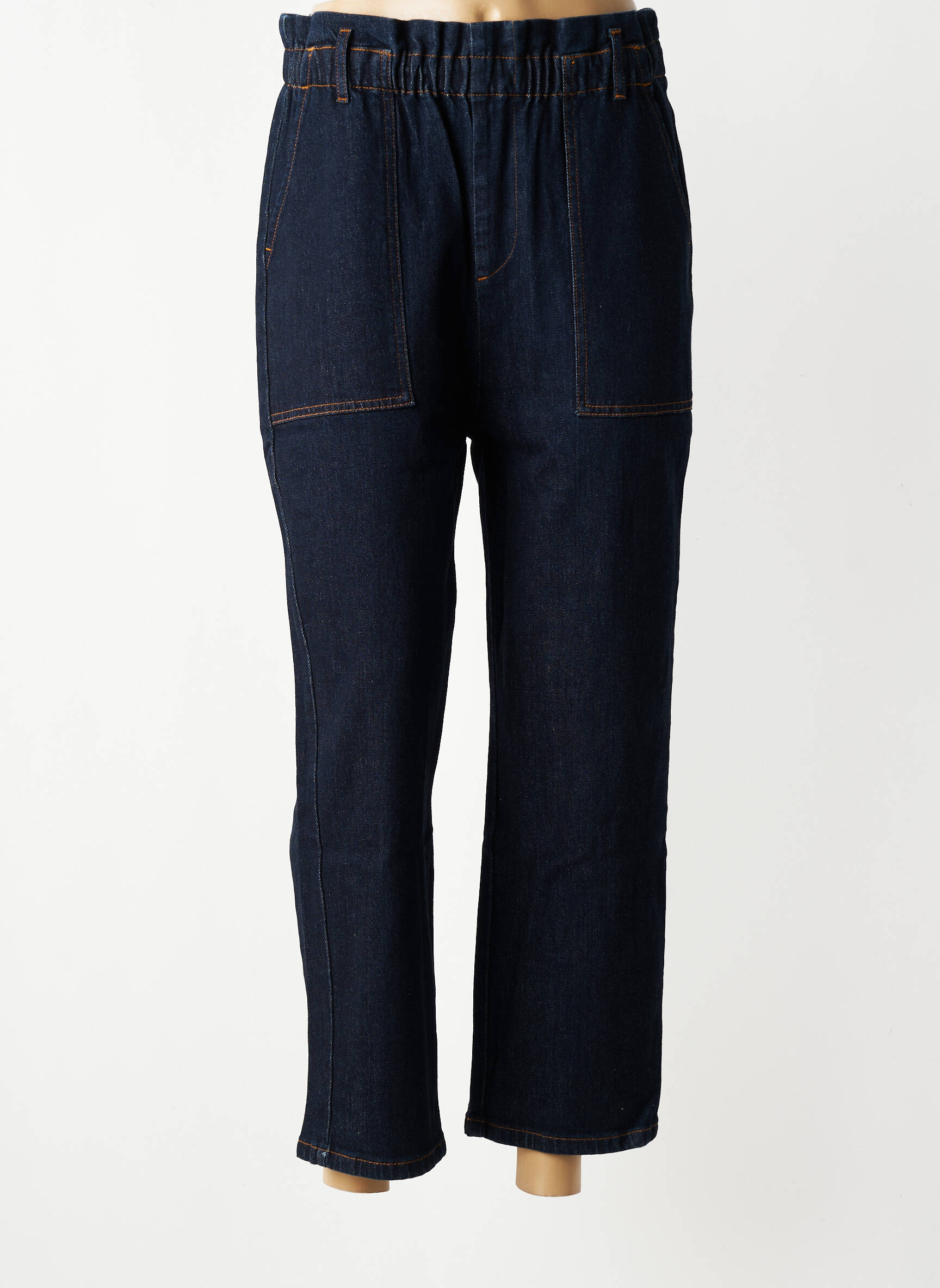 Jeans coupe droite stretch taille normale bleu HOD femme