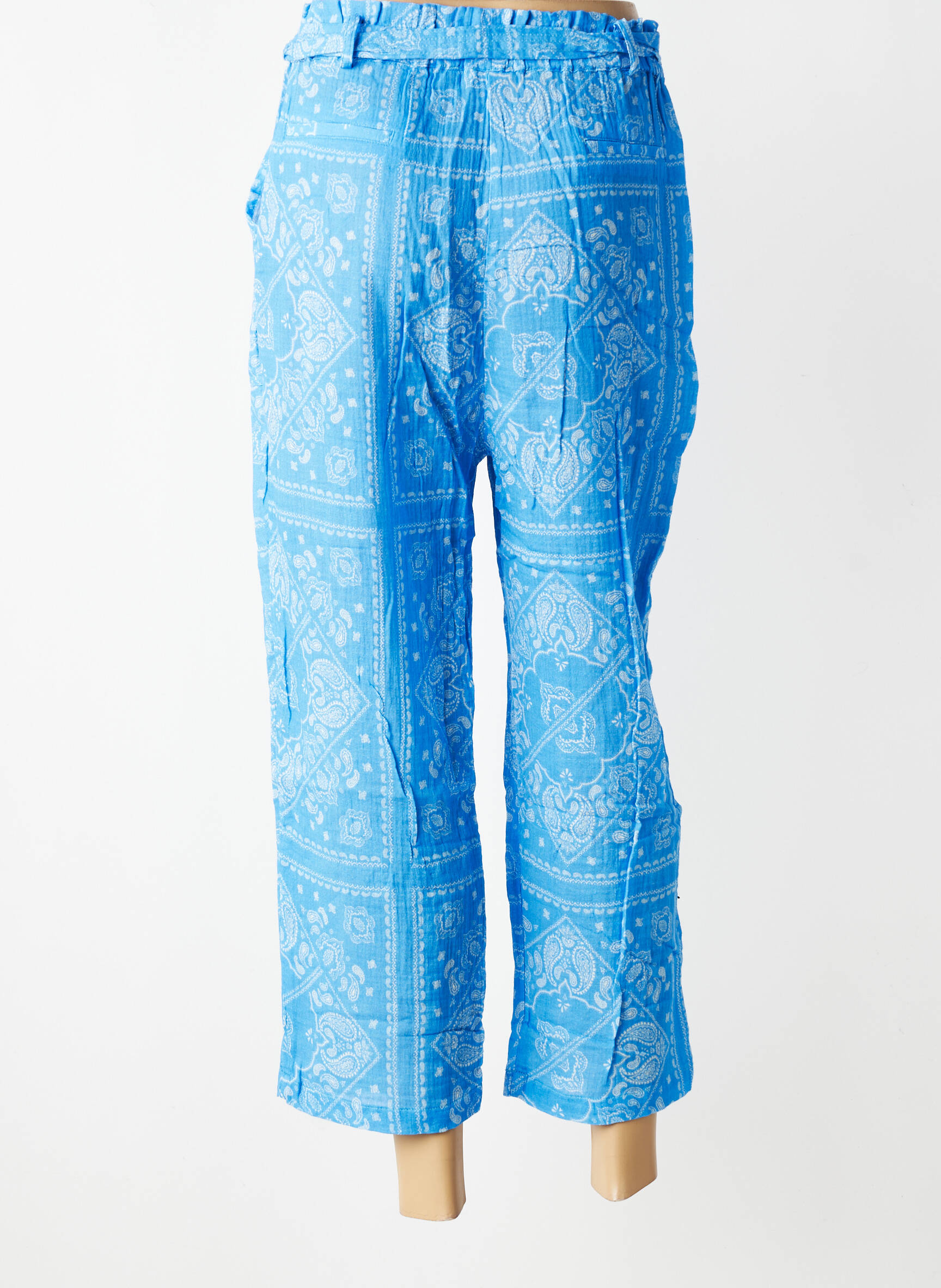 Pantalon 7/8 tissage popeline taille normale bleu HOD femme