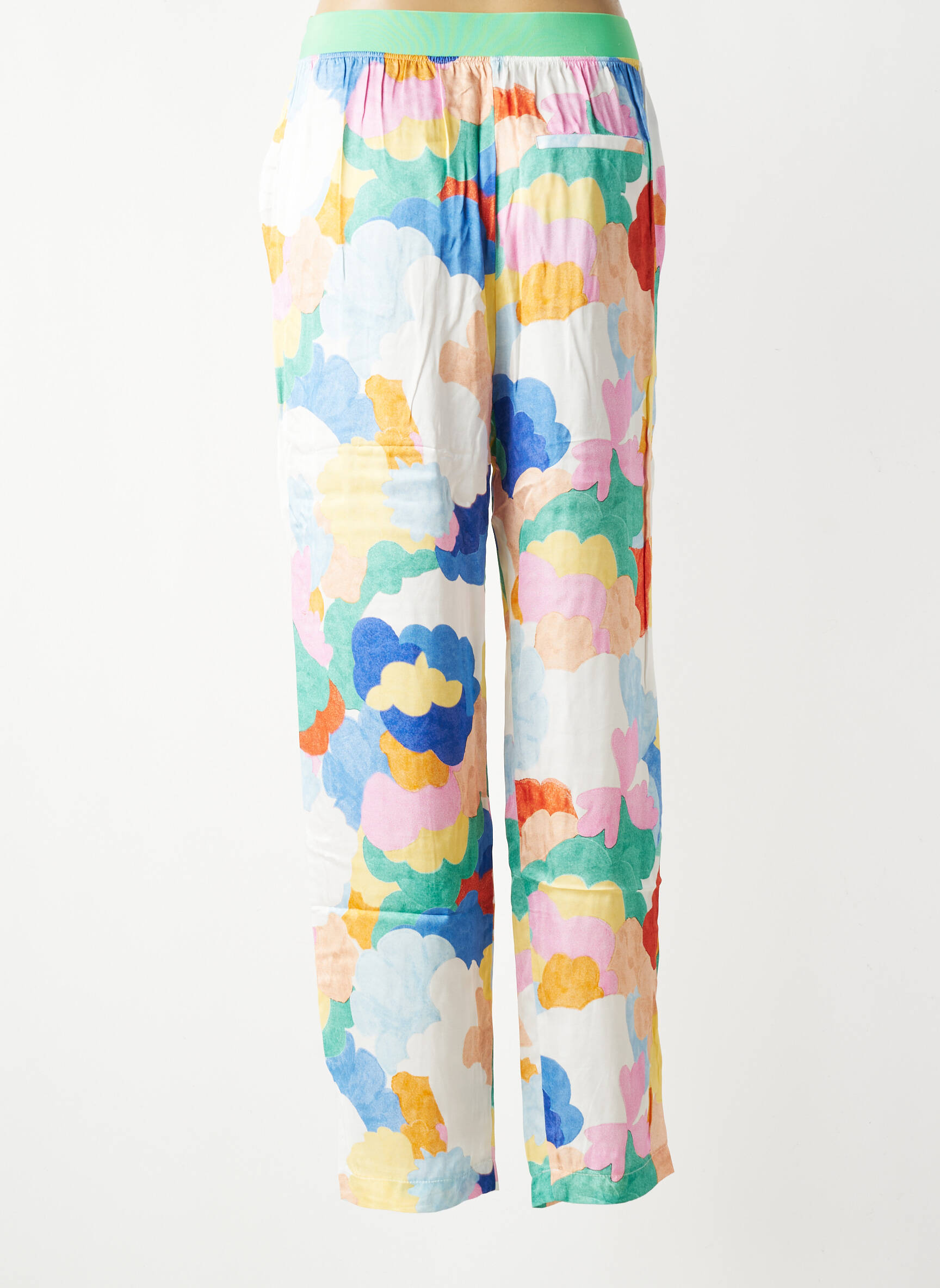 Pantalon droit tissage popeline taille normale bleu HOD femme