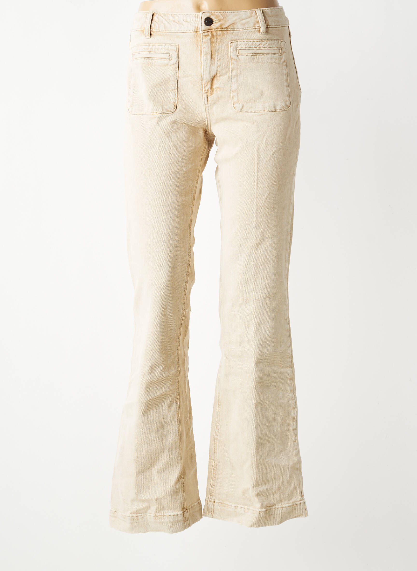 Jean coupe flare stretch taille normale beige MKT STUDIO femme