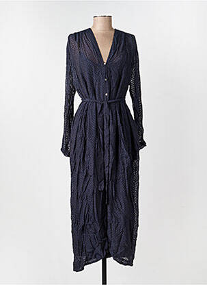 Robe longue manches longues manches longues bleu ROSEANNA femme