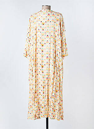 Robe longue imprimé fantaisie manches 3/4 orange MODETROTTER femme