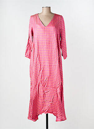 Robe longue coupe fluide manches 3/4 rose MODETROTTER femme