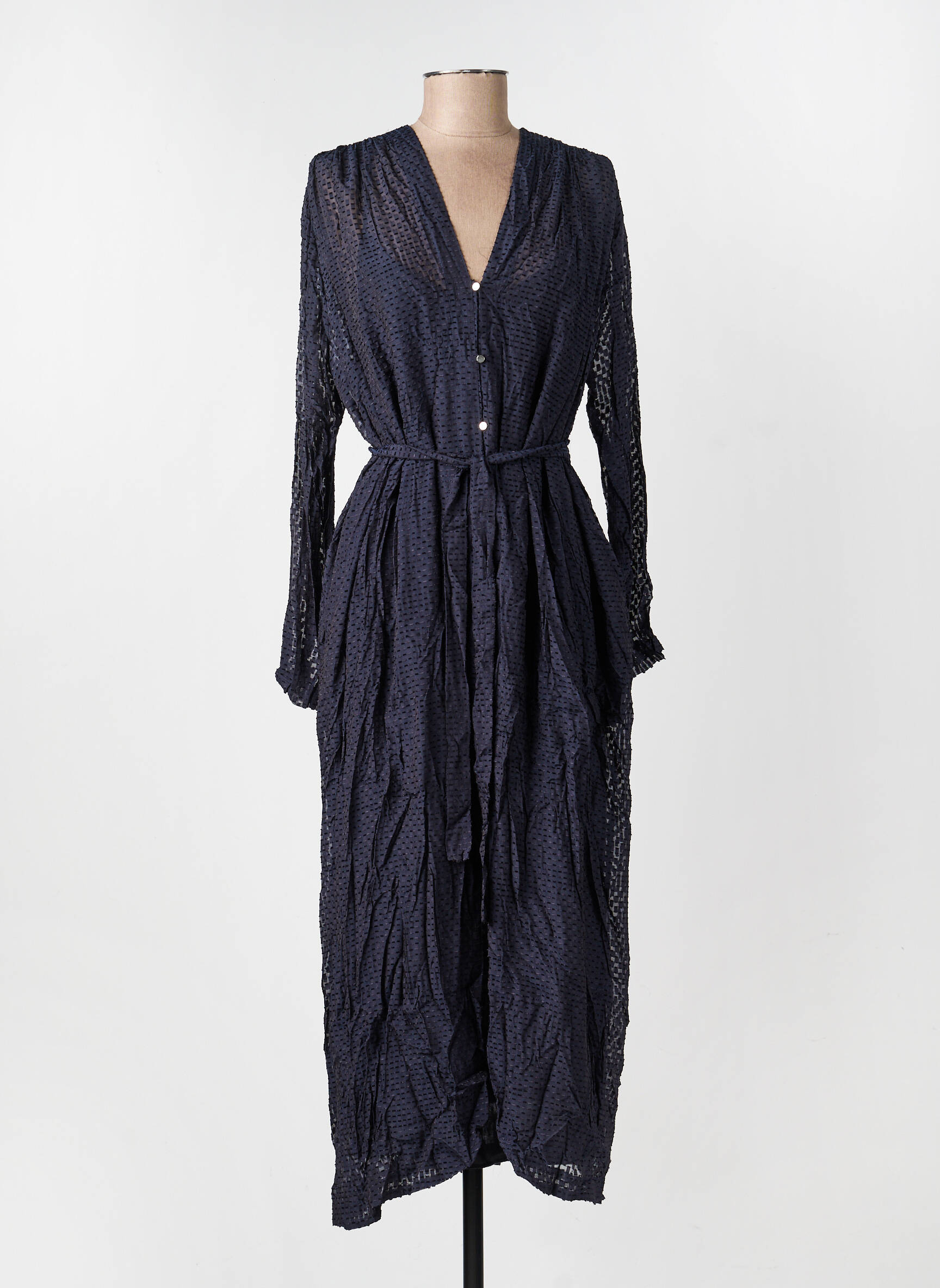 Robe longue manches longues manches longues bleu ROSEANNA femme