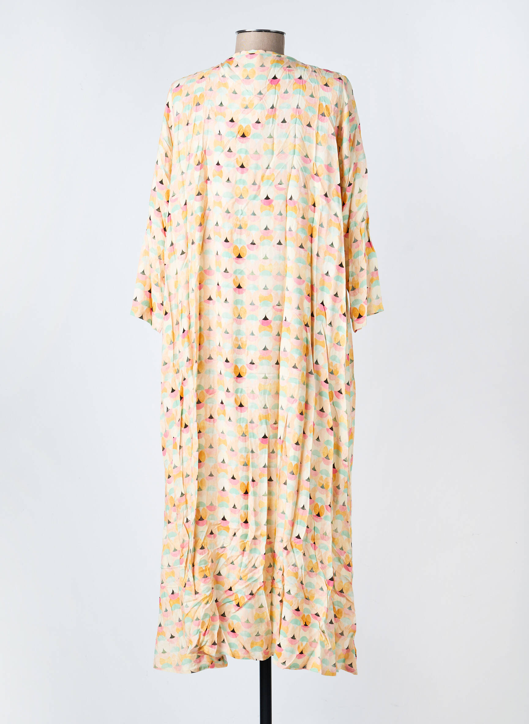 Robe longue imprimé fantaisie manches 3/4 orange MODETROTTER femme