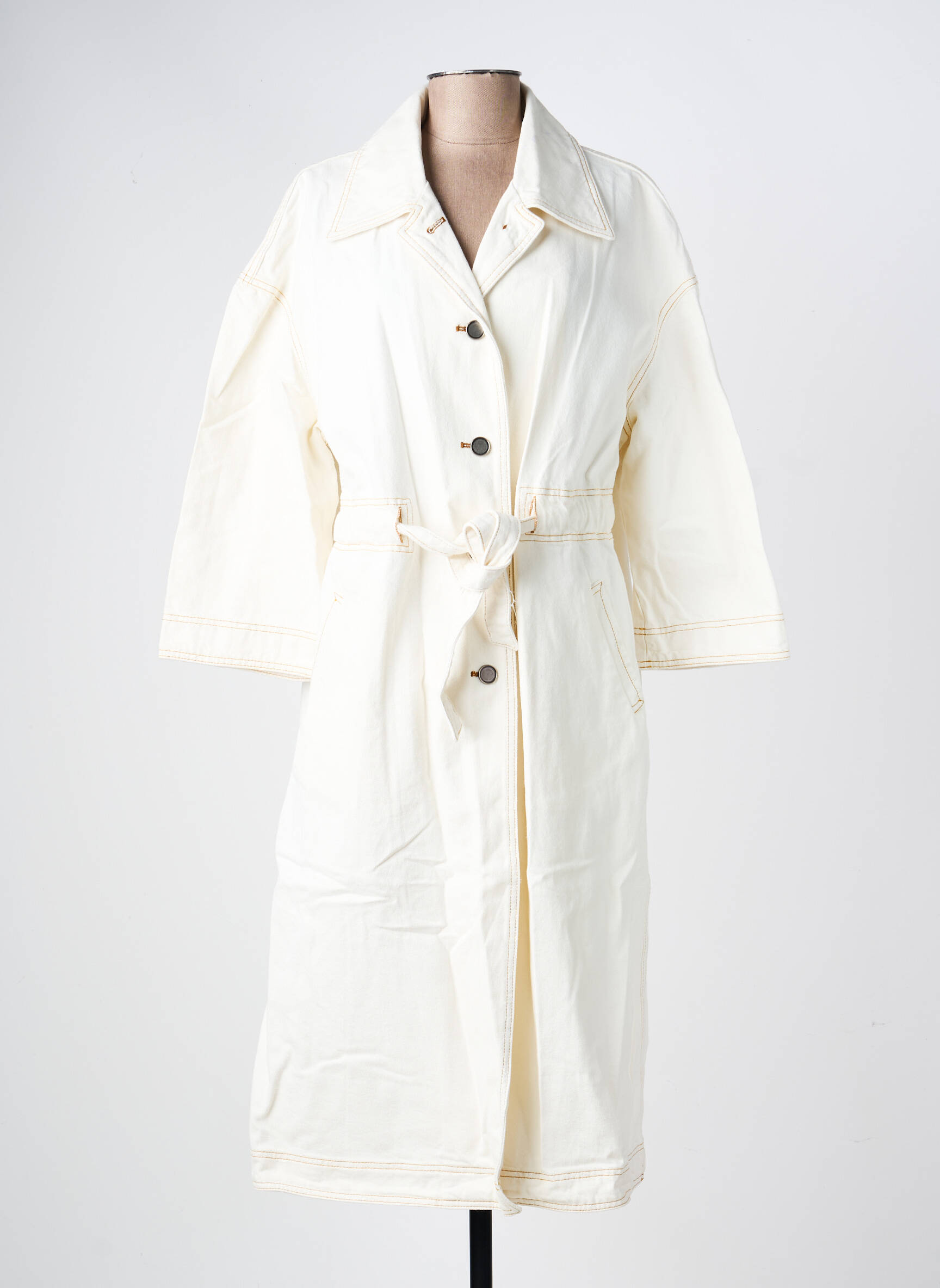 Manteau long coupe cintrée sans capuche beige OOF WEAR femme