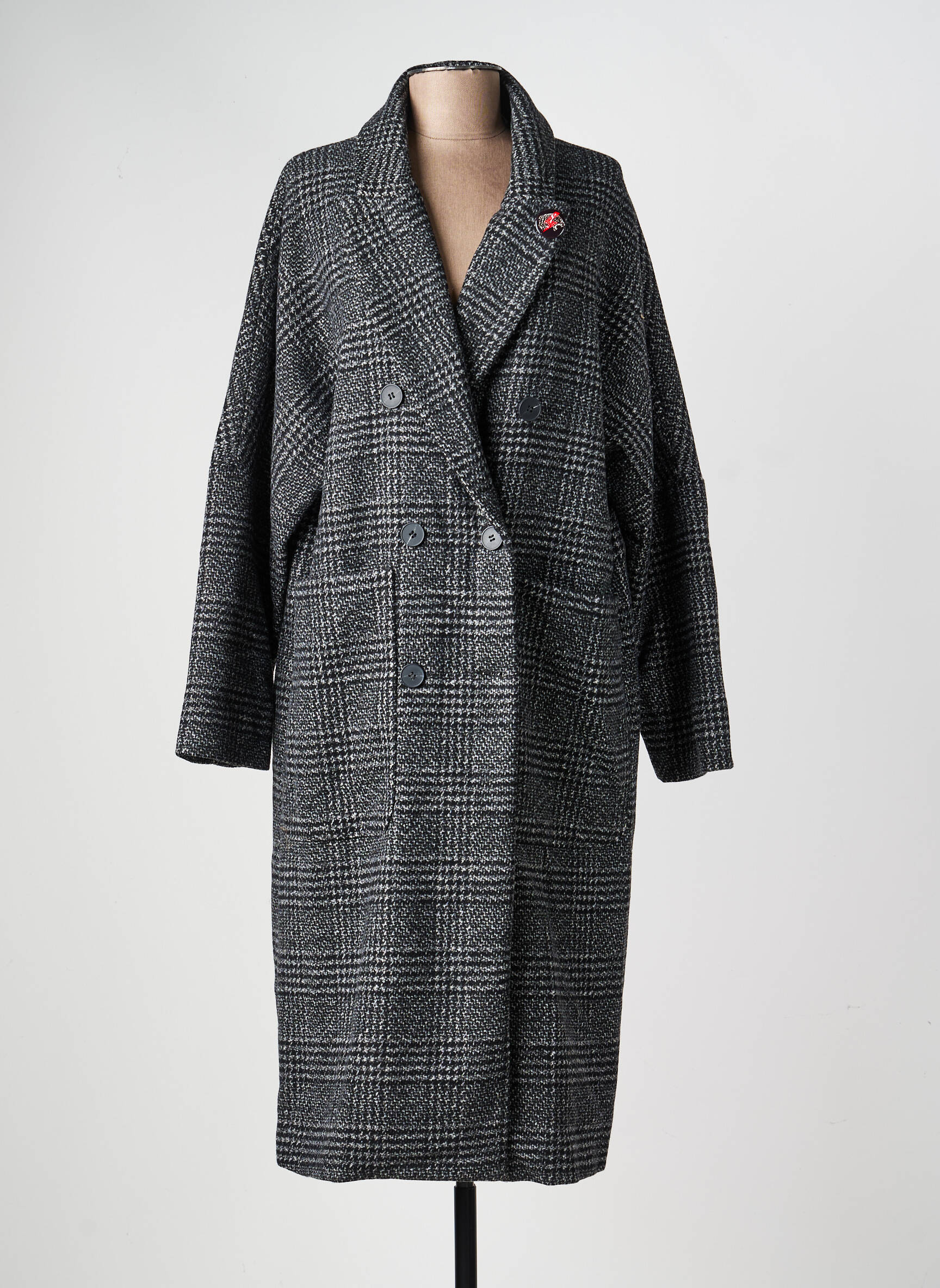 Manteau long coupe cintrée sans capuche gris MKT STUDIO femme