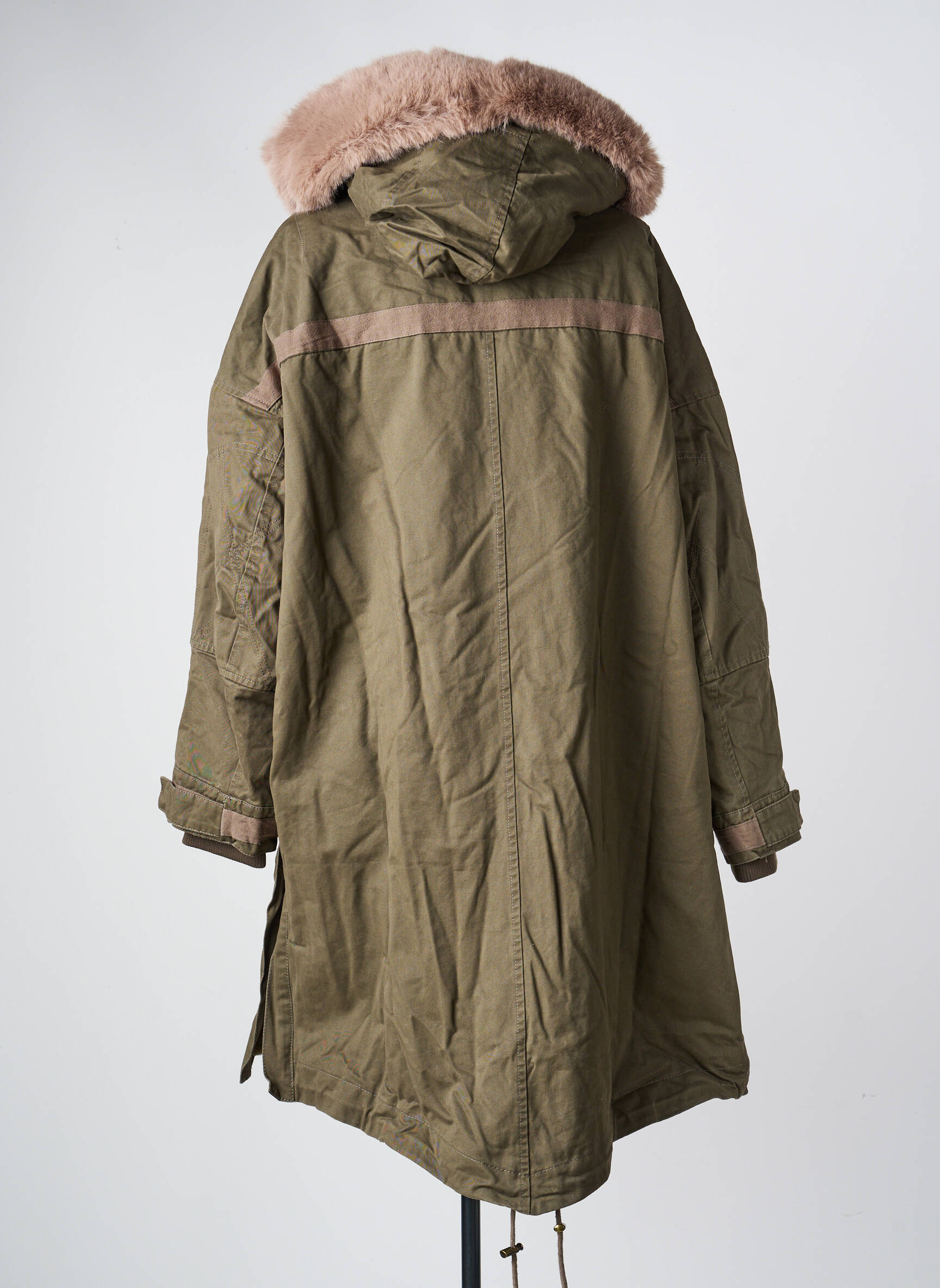 Parka finition intérieure fourrure synthétique a capuche vert FIVE femme