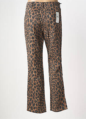 Pantalon droit fermeture zippée sous rabat boutonné taille normale marron FIVE femme